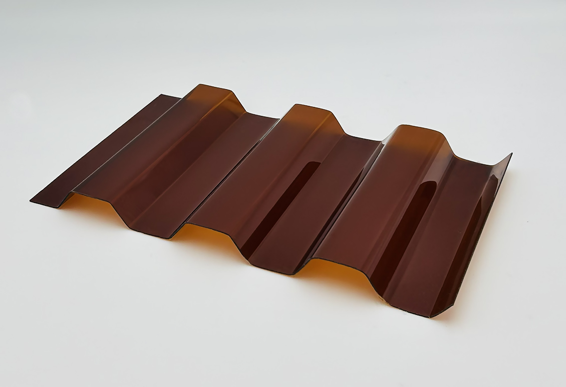 Профилированный поликарбонат МП/С-21 янтарный 1,3мм 1051х6000 мм